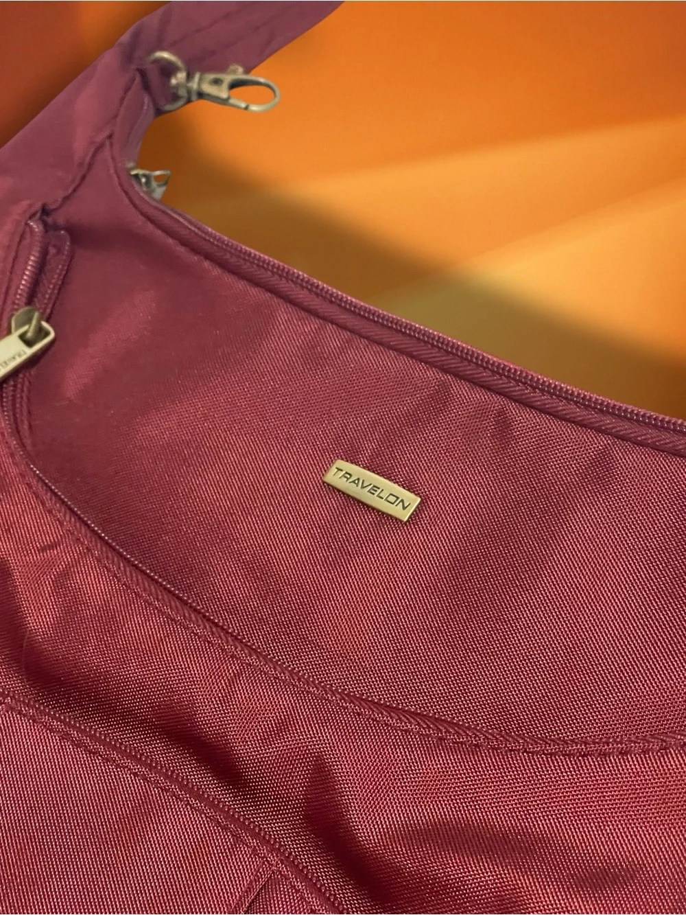 Travelon Anti-Theft Classic Hobo Crossbody Bag & RFID Wallet Set Wine Burgundy